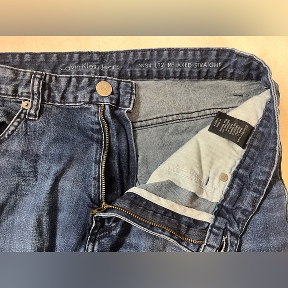 Calvin Klein Jeans Men's Deep Blue Relaxed Straight Jeans W34 L32 - Picture 8 of 13